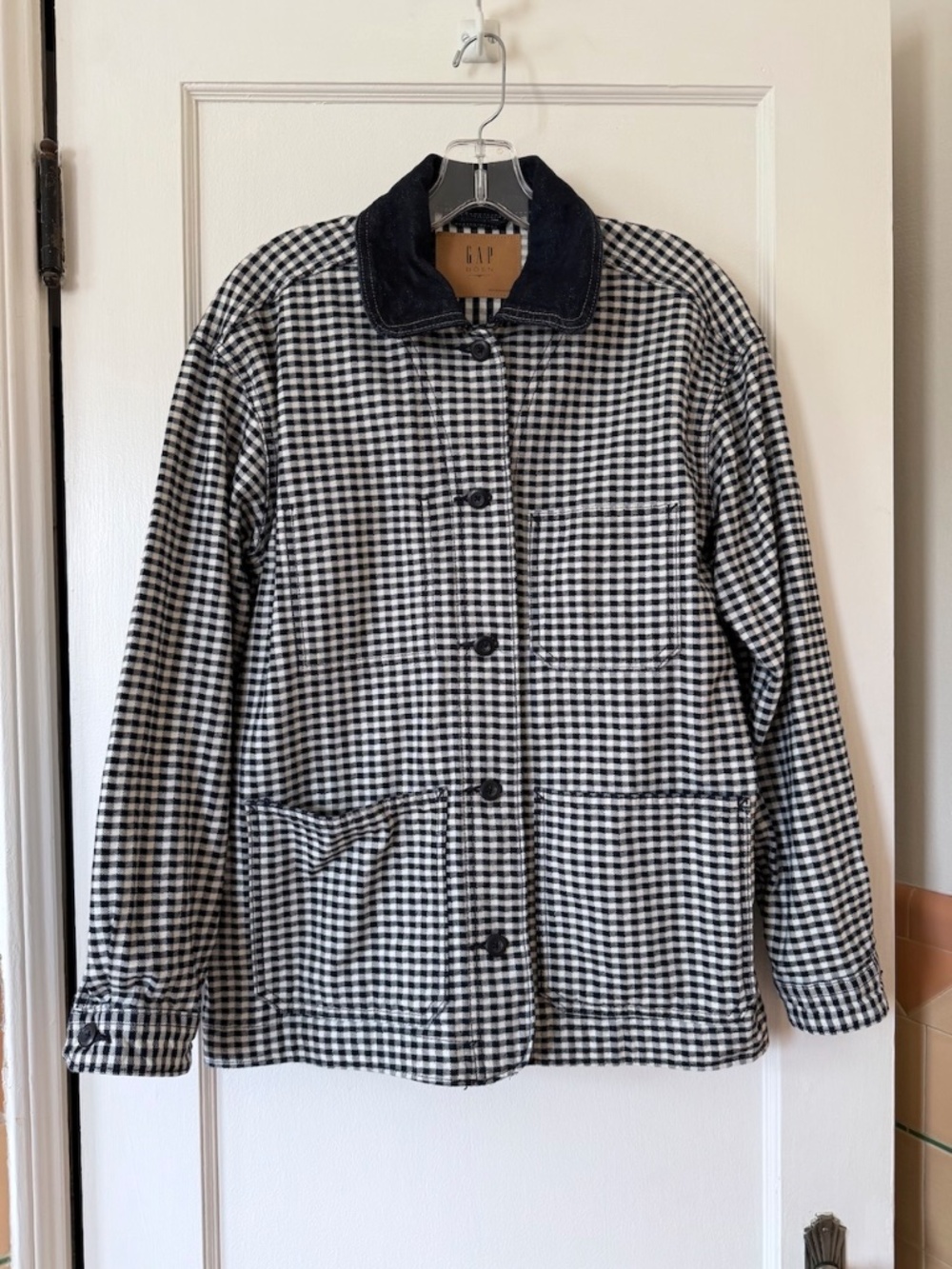 Gap × DÔEN Gingham Denim Jacket Blue gingham Size Small
